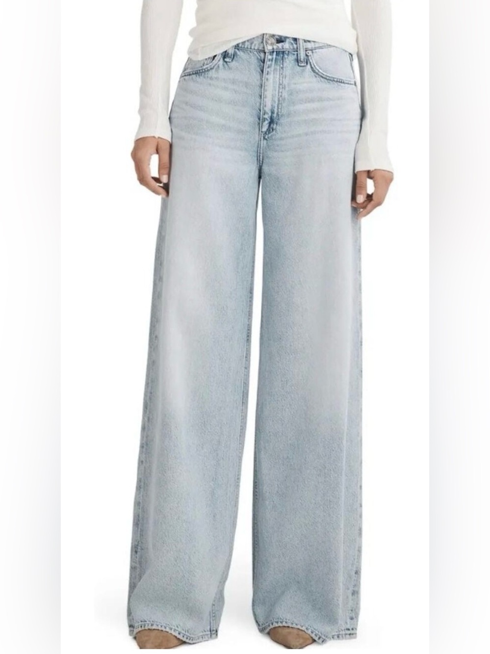 Rag & Bone sz 27 Sofie High Rise Light Kierra Wash Ultra Wide Leg great cond